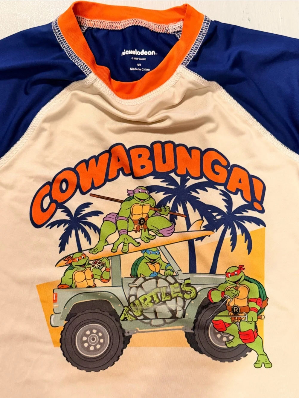 Nickelodeon Cream, Blue & Orange Ninja Turtle Adventure Swim Set Top